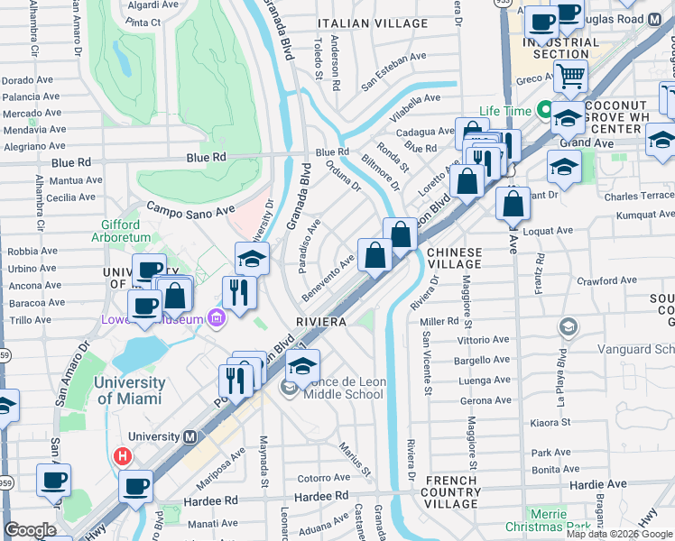 map of restaurants, bars, coffee shops, grocery stores, and more near 826 Benevento Avenue in Miami