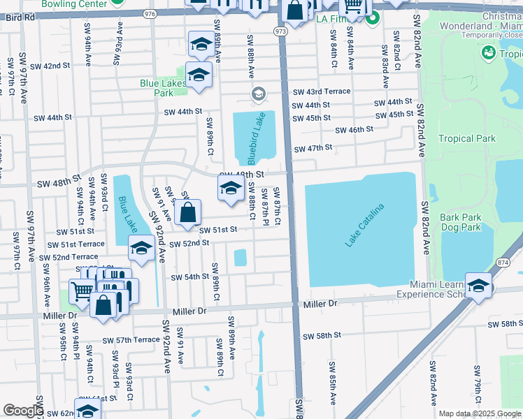map of restaurants, bars, coffee shops, grocery stores, and more near 5002 Southwest 87th Place in Miami