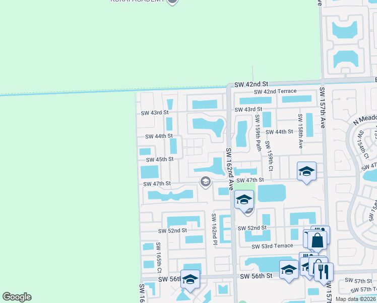 map of restaurants, bars, coffee shops, grocery stores, and more near 16345 Southwest 45th Terrace in Miami