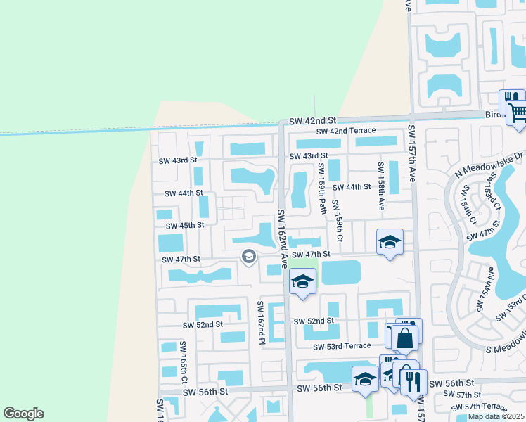 map of restaurants, bars, coffee shops, grocery stores, and more near 4414 Southwest 162nd Place in Miami