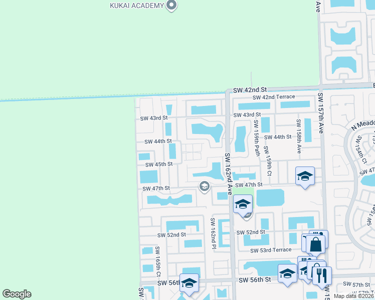 map of restaurants, bars, coffee shops, grocery stores, and more near 4413 Southwest 163rd Place in Miami