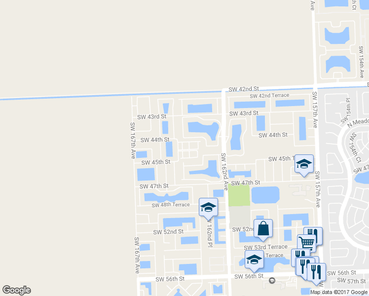 map of restaurants, bars, coffee shops, grocery stores, and more near 4413 Southwest 163rd Place in Miami
