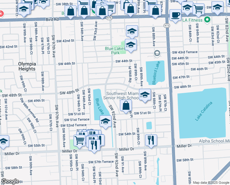 map of restaurants, bars, coffee shops, grocery stores, and more near 4850 Southwest 90th Court in Miami