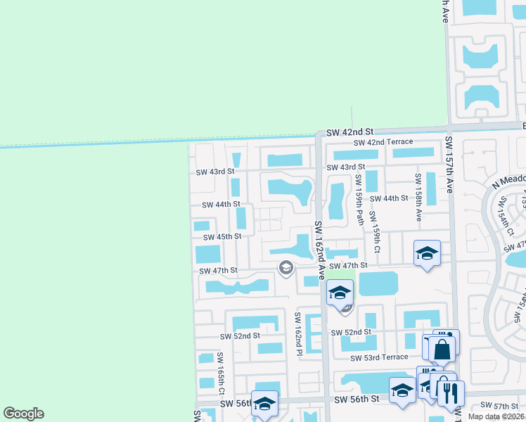 map of restaurants, bars, coffee shops, grocery stores, and more near 4413 Southwest 163rd Place in Miami