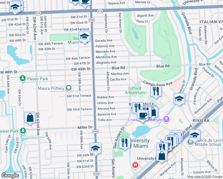 map of restaurants, bars, coffee shops, grocery stores, and more near 1465 Certosa Avenue in Miami