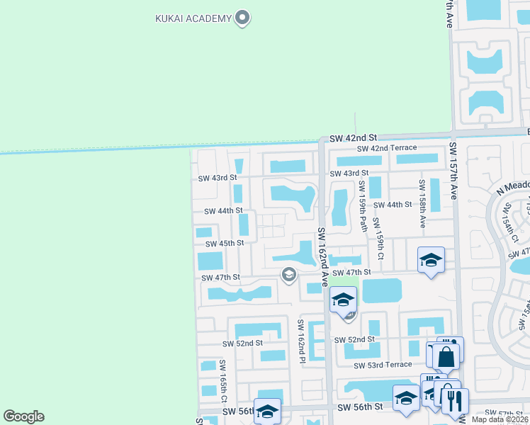 map of restaurants, bars, coffee shops, grocery stores, and more near 4413 Southwest 163rd Place in Miami