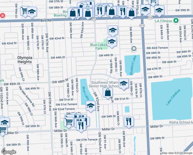 map of restaurants, bars, coffee shops, grocery stores, and more near 4850 Southwest 90th Court in Miami