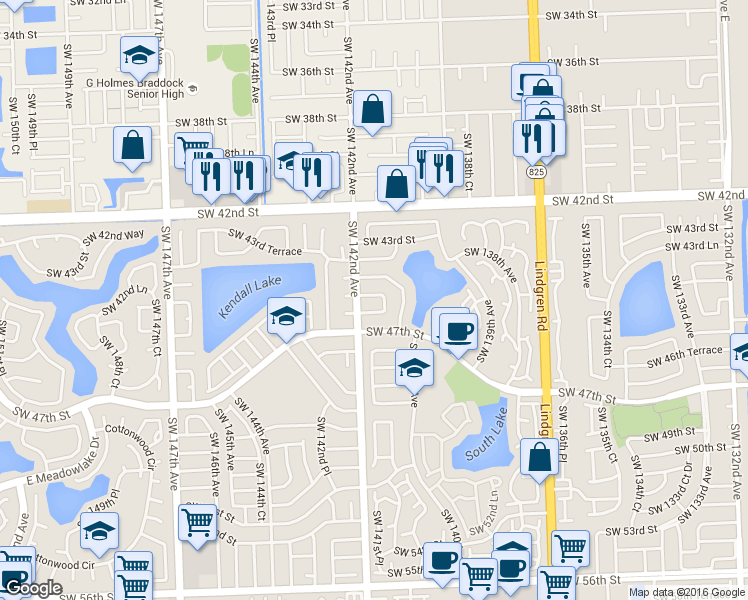 map of restaurants, bars, coffee shops, grocery stores, and more near 14085 Southwest 46th Terrace in Miami