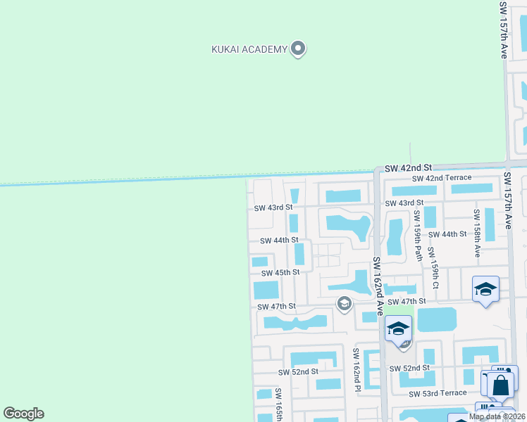 map of restaurants, bars, coffee shops, grocery stores, and more near 6650 Southwest 43rd Street in Miami