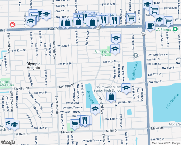 map of restaurants, bars, coffee shops, grocery stores, and more near 9200 Southwest 46th Terrace in Miami