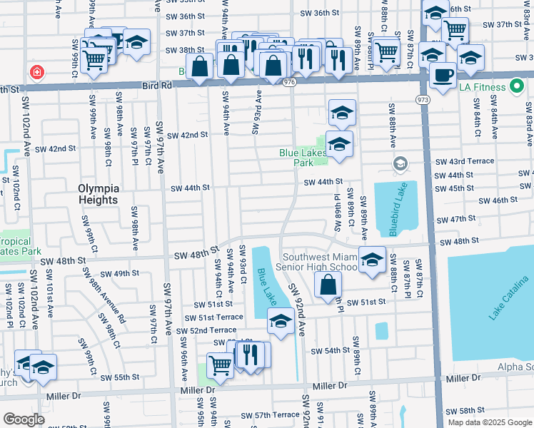 map of restaurants, bars, coffee shops, grocery stores, and more near 9200 Southwest 46th Terrace in Miami