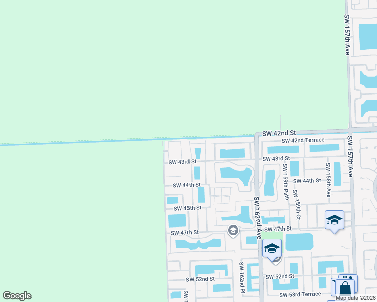 map of restaurants, bars, coffee shops, grocery stores, and more near 4238 Southwest 164th Path in Miami