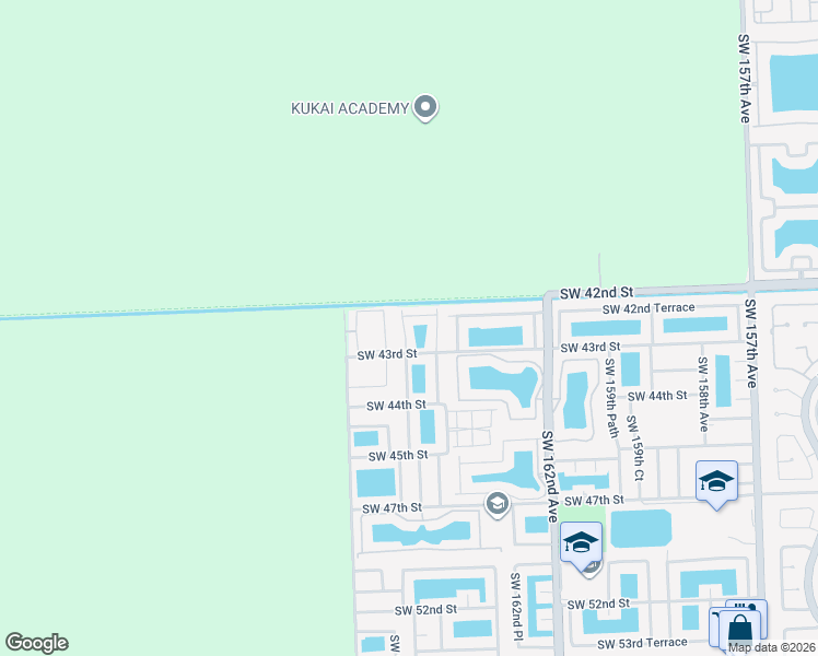 map of restaurants, bars, coffee shops, grocery stores, and more near 4238 Southwest 164th Path in Miami