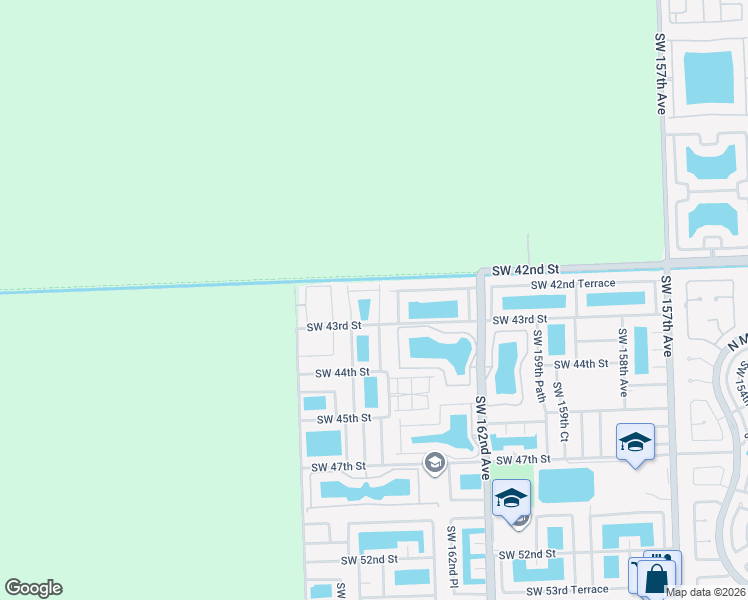 map of restaurants, bars, coffee shops, grocery stores, and more near 16428 Southwest 42nd Street in Miami