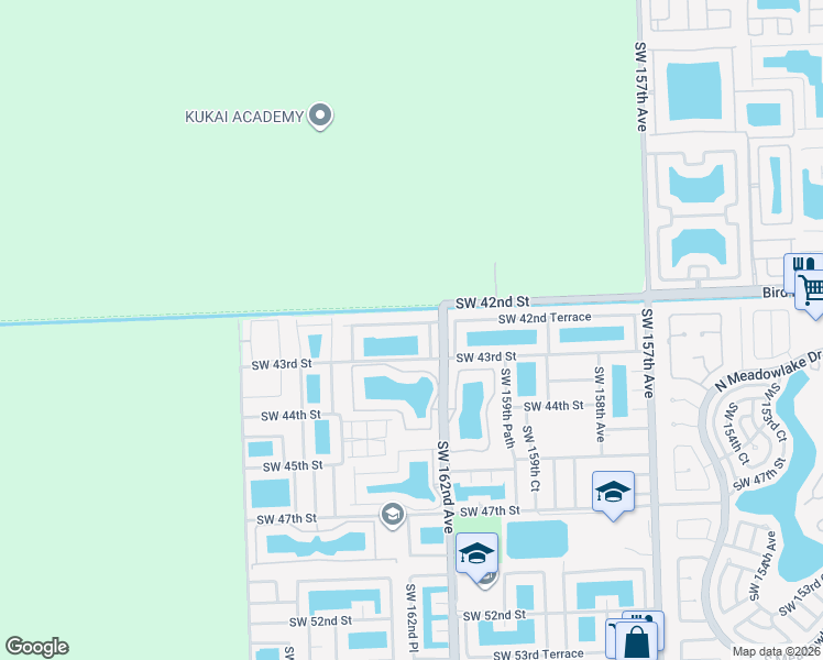 map of restaurants, bars, coffee shops, grocery stores, and more near 16252 Southwest 42nd Terrace in Miami
