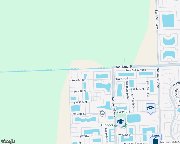 map of restaurants, bars, coffee shops, grocery stores, and more near 4239 Southwest 164th Court in Miami