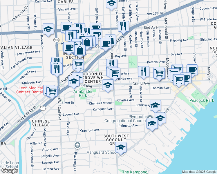 map of restaurants, bars, coffee shops, grocery stores, and more near 3762 Florida Avenue in Miami