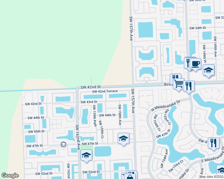 map of restaurants, bars, coffee shops, grocery stores, and more near 15871 Southwest 42nd Terrace in Miami