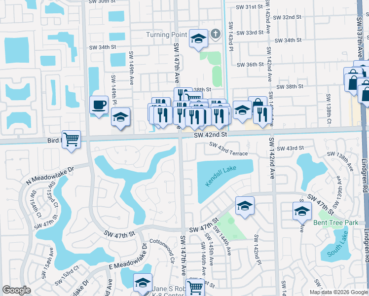 map of restaurants, bars, coffee shops, grocery stores, and more near in Miami-Dade County