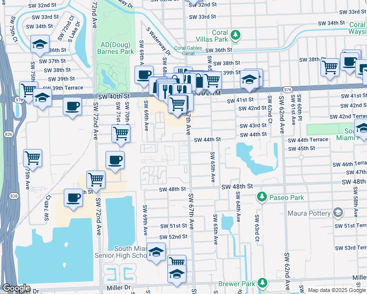 map of restaurants, bars, coffee shops, grocery stores, and more near in Miami-Dade County