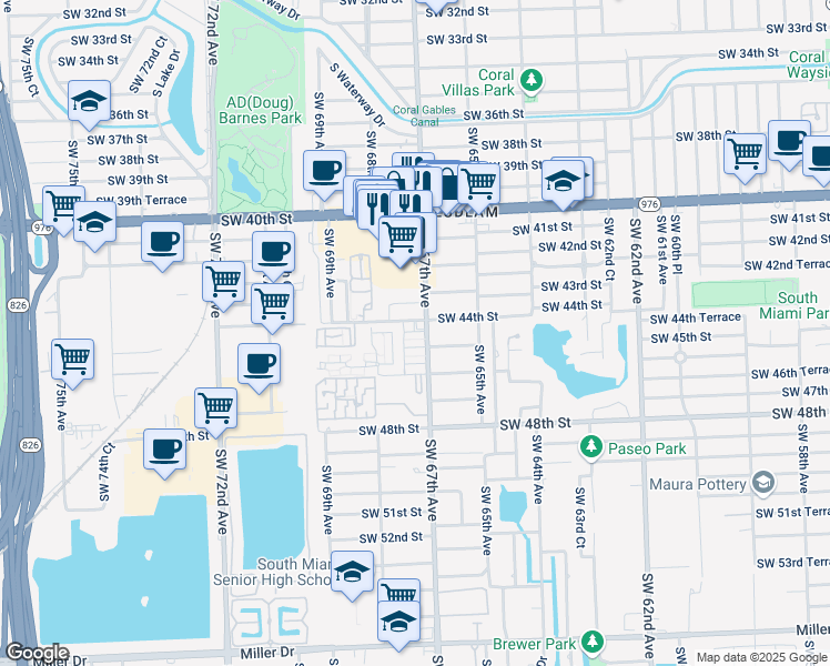 map of restaurants, bars, coffee shops, grocery stores, and more near in Miami-Dade County