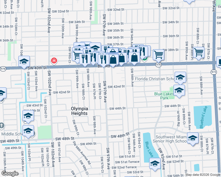 map of restaurants, bars, coffee shops, grocery stores, and more near 4228 Southwest 96th Avenue in Olympia Heights