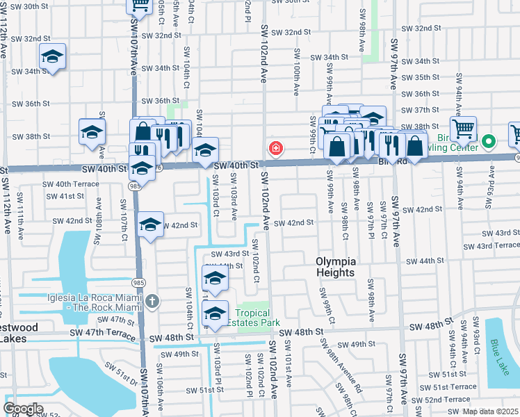 map of restaurants, bars, coffee shops, grocery stores, and more near in Miami