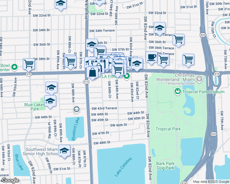 map of restaurants, bars, coffee shops, grocery stores, and more near 4145 Southwest 84th Court in Miami