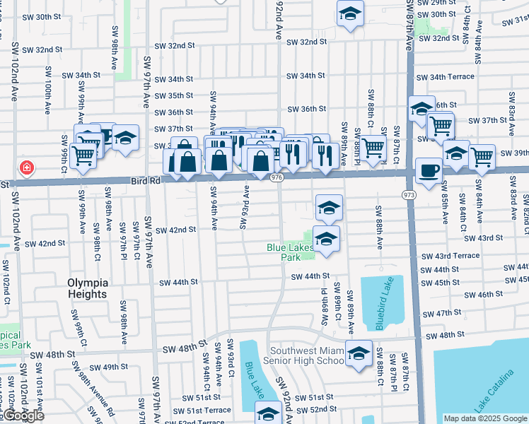map of restaurants, bars, coffee shops, grocery stores, and more near 9235 Southwest 41st Terrace in Miami