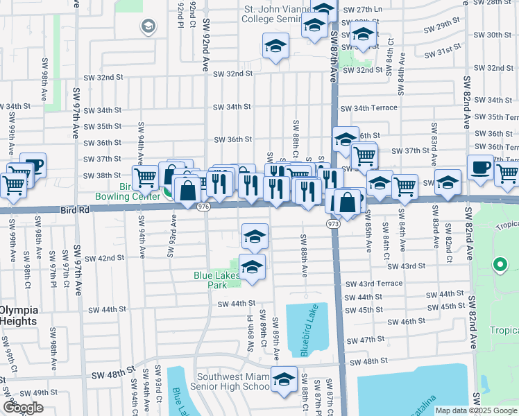 map of restaurants, bars, coffee shops, grocery stores, and more near 8905 Southwest 40th Terrace in Miami