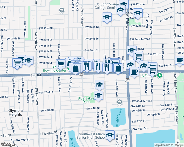 map of restaurants, bars, coffee shops, grocery stores, and more near 8994 Southwest 40th Street in Miami