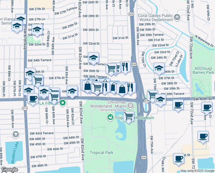 map of restaurants, bars, coffee shops, grocery stores, and more near in Westchester