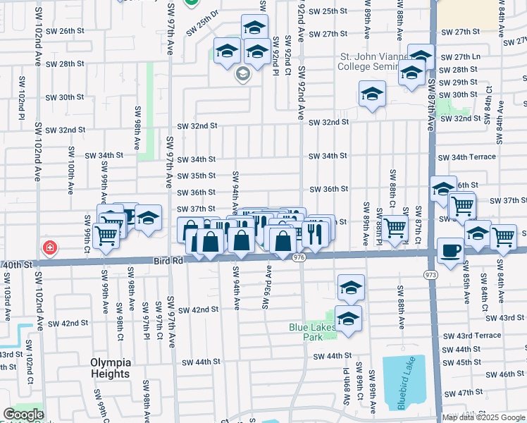 map of restaurants, bars, coffee shops, grocery stores, and more near 9306 Southwest 37th Street in Miami
