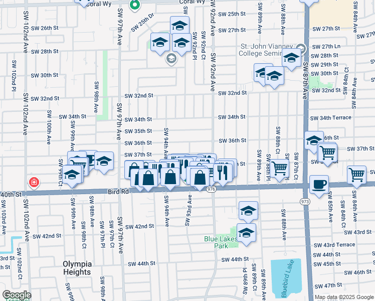map of restaurants, bars, coffee shops, grocery stores, and more near 9306 Southwest 37th Street in Miami