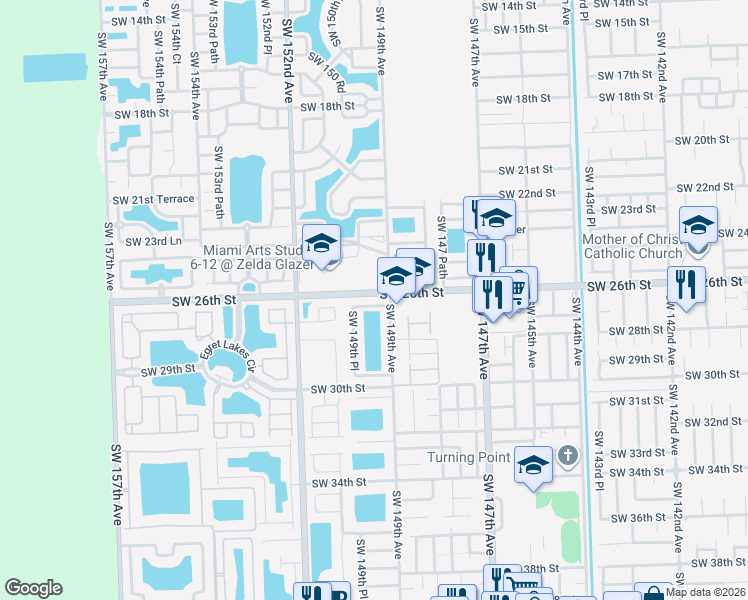 map of restaurants, bars, coffee shops, grocery stores, and more near in Miami-Dade County