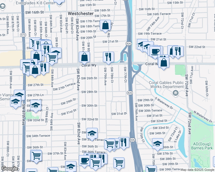 map of restaurants, bars, coffee shops, grocery stores, and more near in Westchester