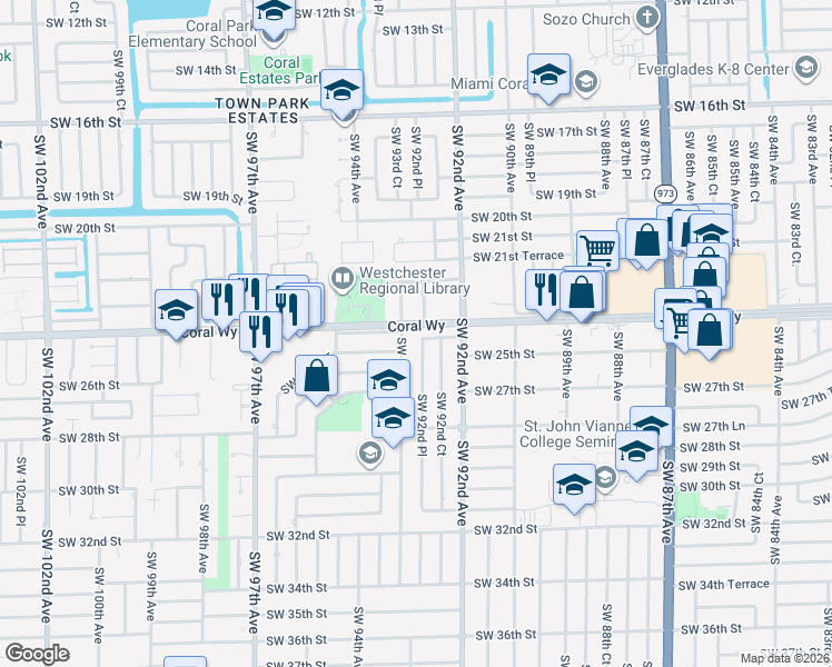 map of restaurants, bars, coffee shops, grocery stores, and more near in Westchester