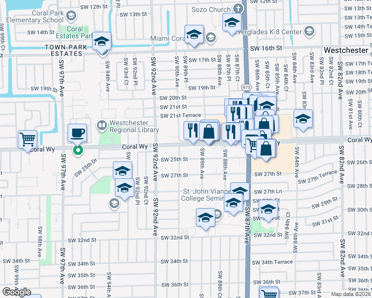 map of restaurants, bars, coffee shops, grocery stores, and more near in Westchester