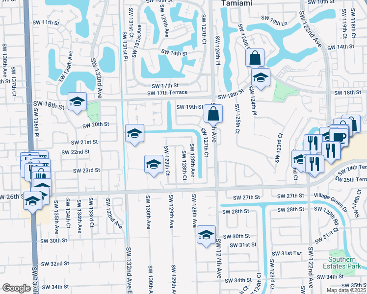 map of restaurants, bars, coffee shops, grocery stores, and more near 7950 Southwest 22nd Street in Miami
