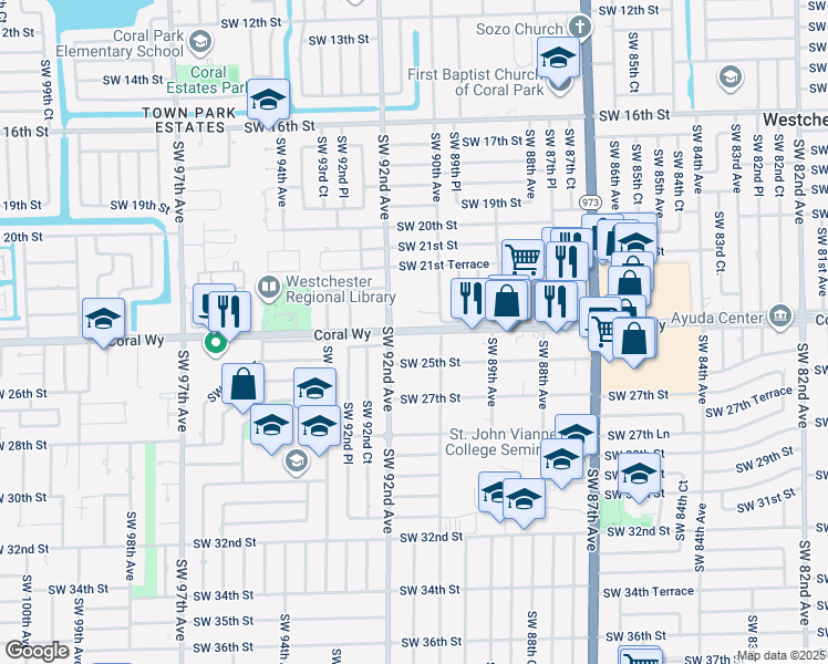 map of restaurants, bars, coffee shops, grocery stores, and more near in Westchester