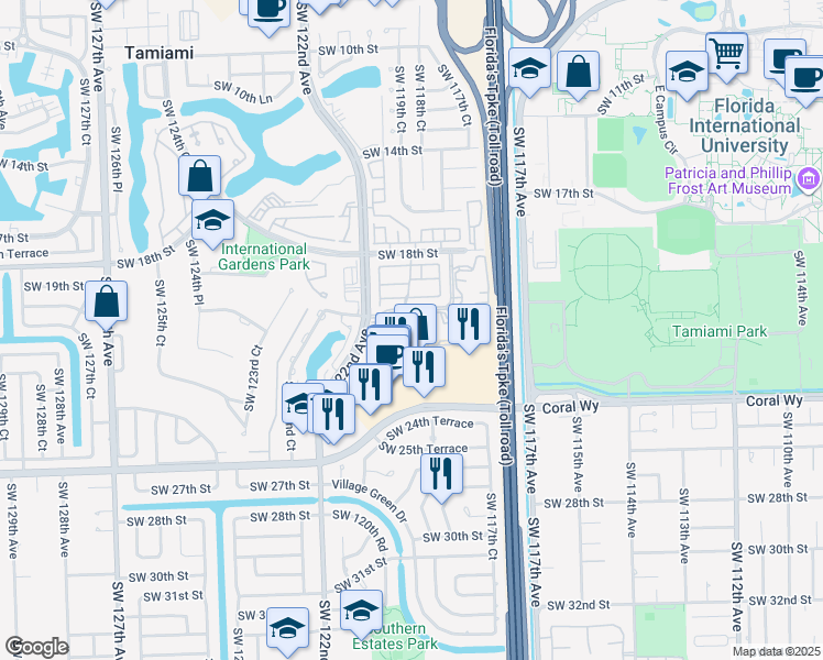 map of restaurants, bars, coffee shops, grocery stores, and more near 433 SW 91st Ct in Miami
