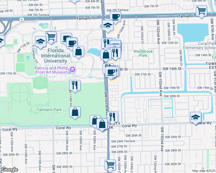 map of restaurants, bars, coffee shops, grocery stores, and more near in University Park