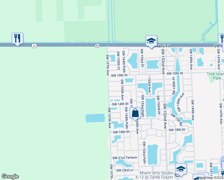 map of restaurants, bars, coffee shops, grocery stores, and more near 15615 Northeast 12th Avenue in Miami