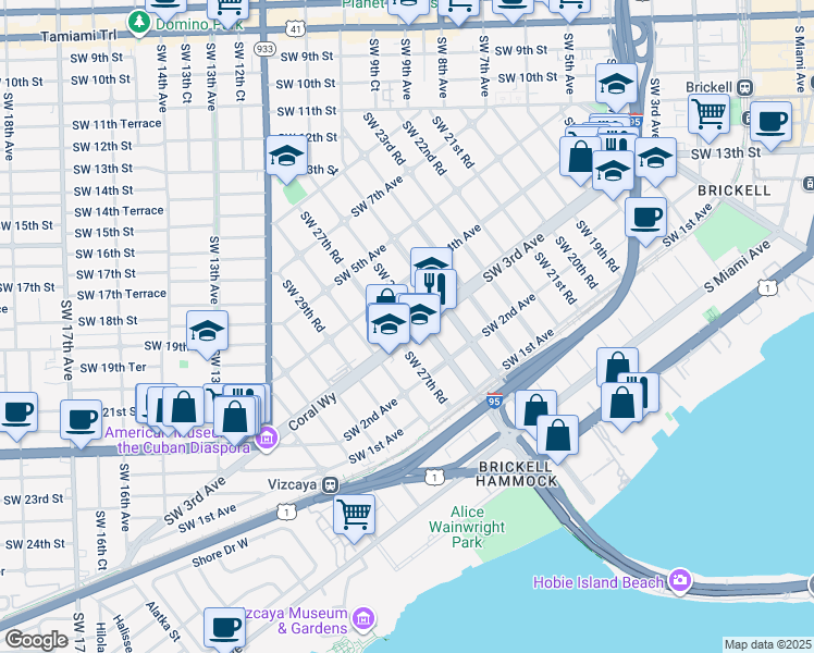 map of restaurants, bars, coffee shops, grocery stores, and more near 2700 Florida 972 in Miami