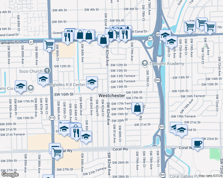 map of restaurants, bars, coffee shops, grocery stores, and more near in Westchester