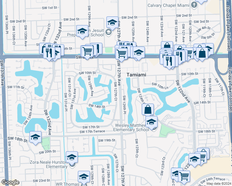 map of restaurants, bars, coffee shops, grocery stores, and more near in Miami