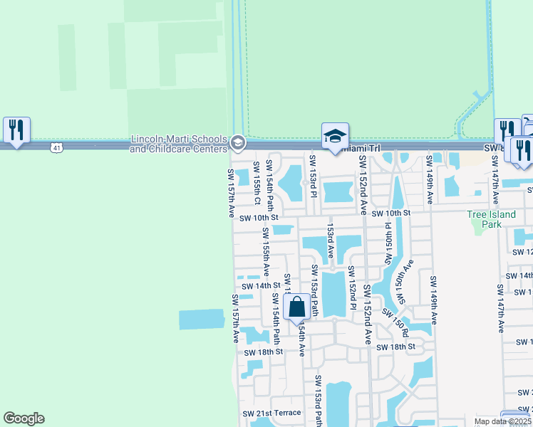 map of restaurants, bars, coffee shops, grocery stores, and more near 944 Southwest 154th Path in Miami
