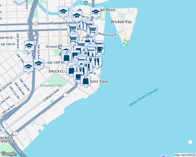 map of restaurants, bars, coffee shops, grocery stores, and more near 240 Southeast 14th Street in Miami