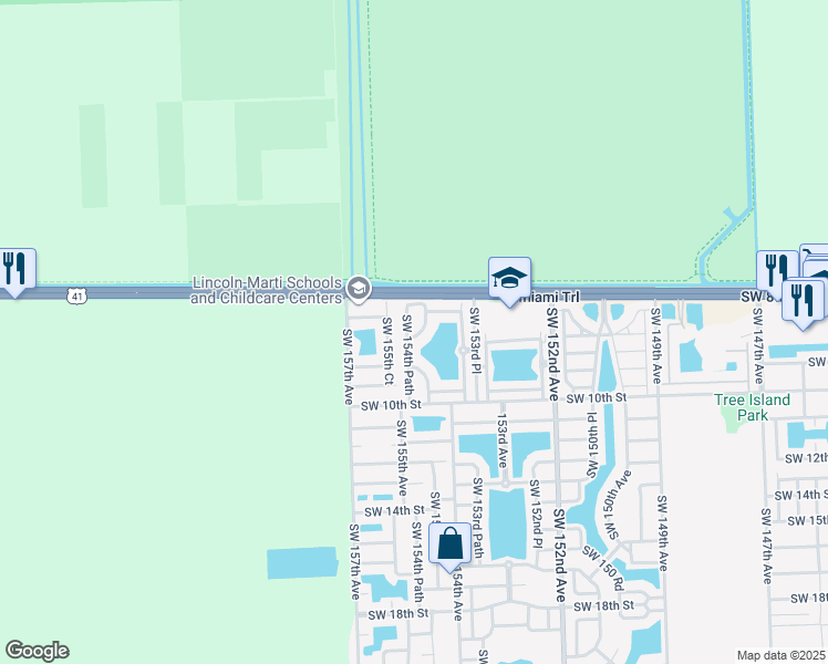 map of restaurants, bars, coffee shops, grocery stores, and more near 867 Southwest 154th Path in Miami