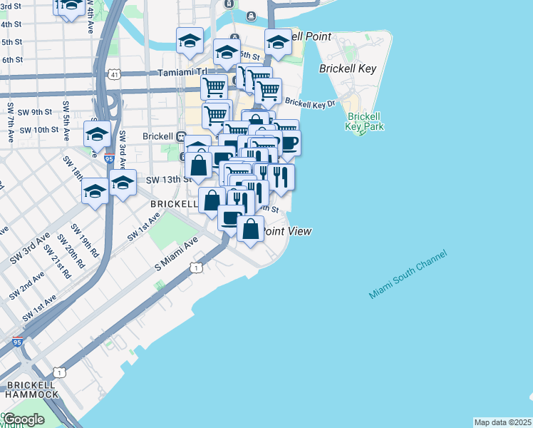 map of restaurants, bars, coffee shops, grocery stores, and more near 240 Southeast 14th Street in Miami
